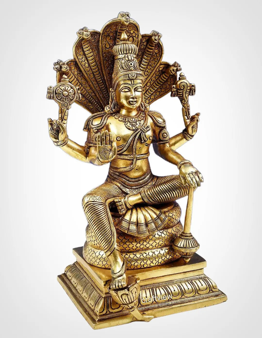 Vishnu Sculpture with Shesh Naag 14" Craftsview