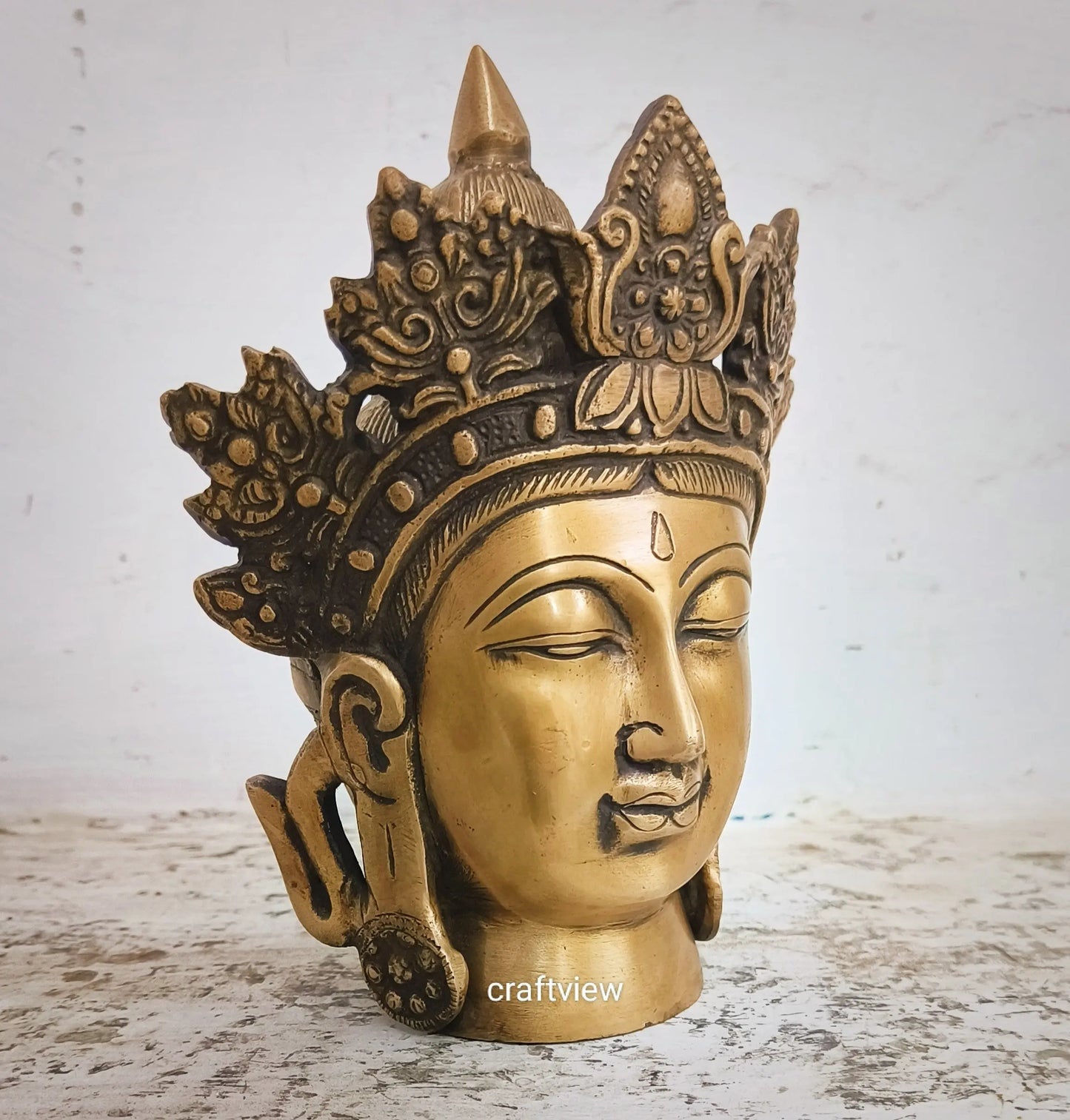 7.5" Artistic Crown King Buddha Head Décor Craftsview