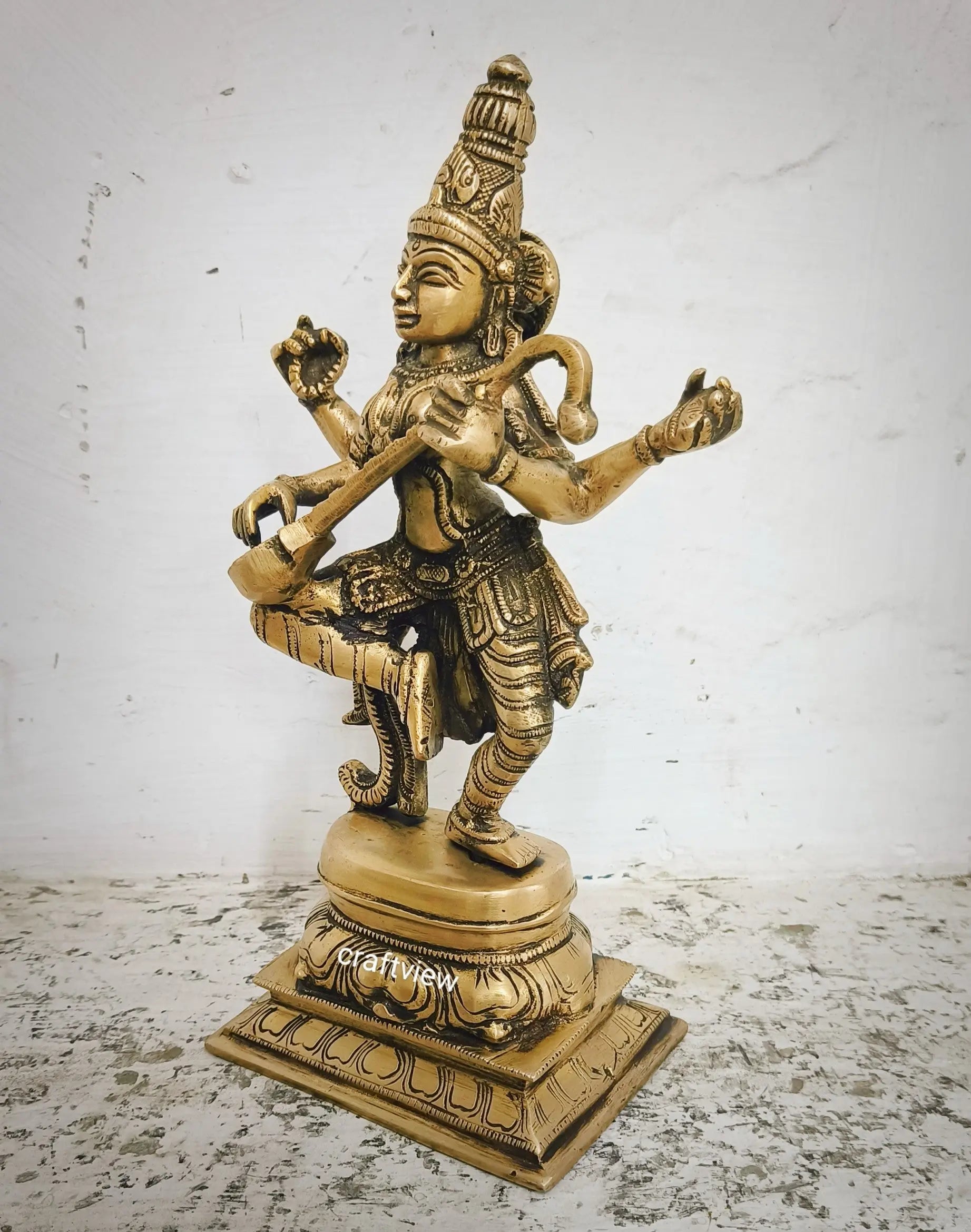 Sarasvati Statue standing on Base craftsview