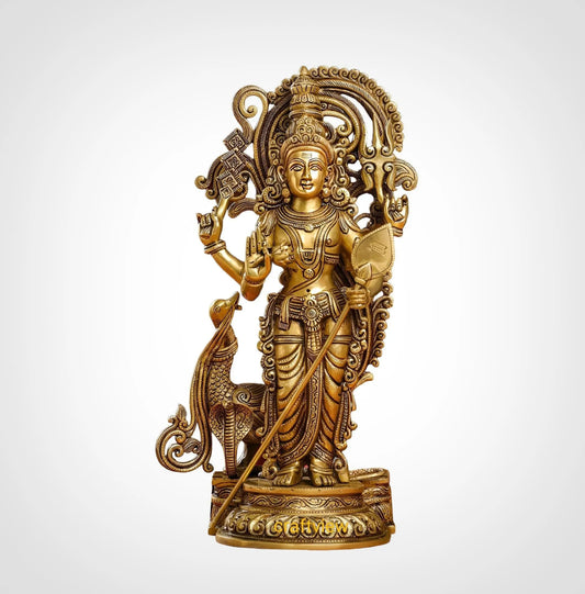 Brass Murgan (Kartikeya) Statue With Peacock craftsview