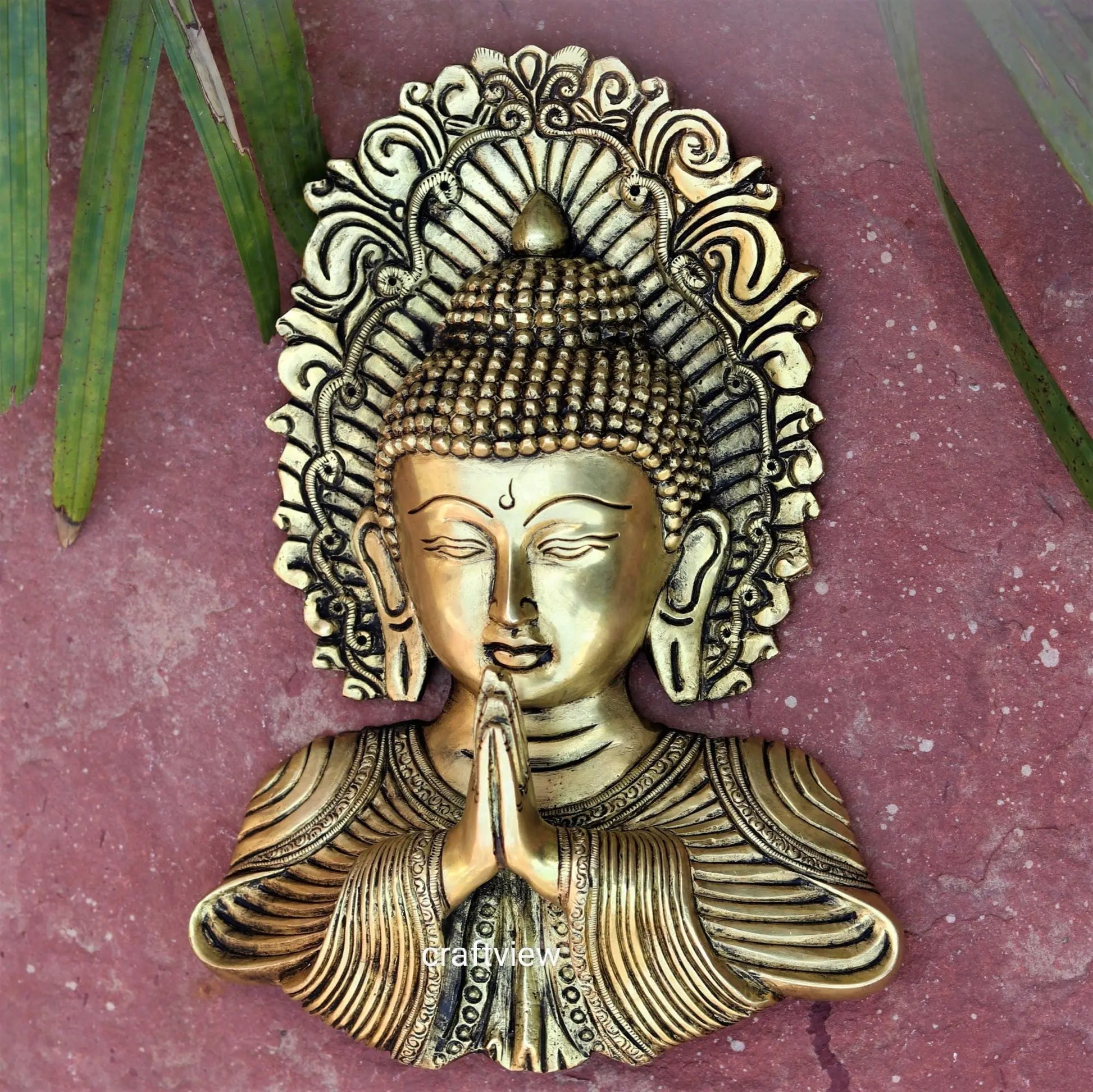 Brass Wall Hanging Buddha Mask Frame craftsview