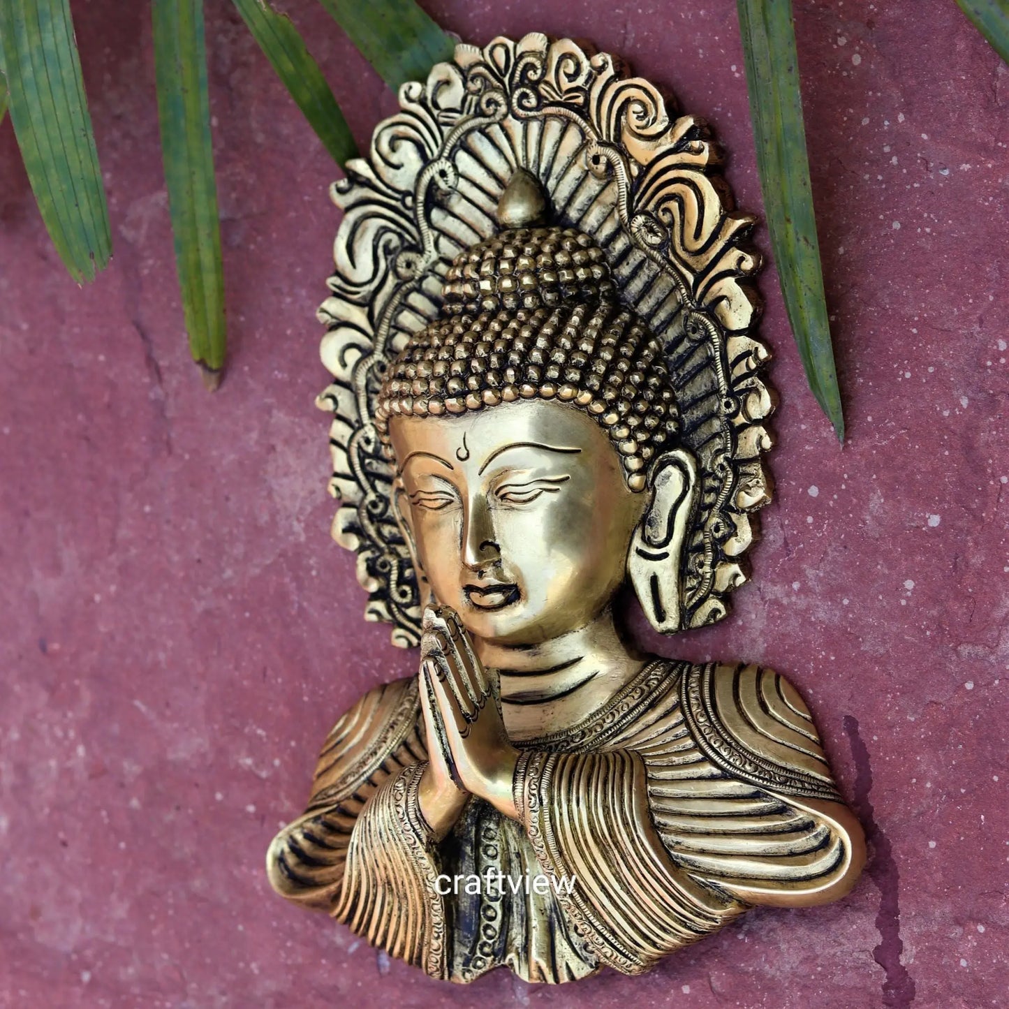 Brass Wall Hanging Buddha Mask Frame craftsview