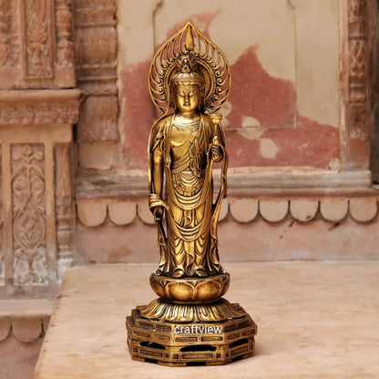 Brass Standing Buddha Statue 23" craftsview