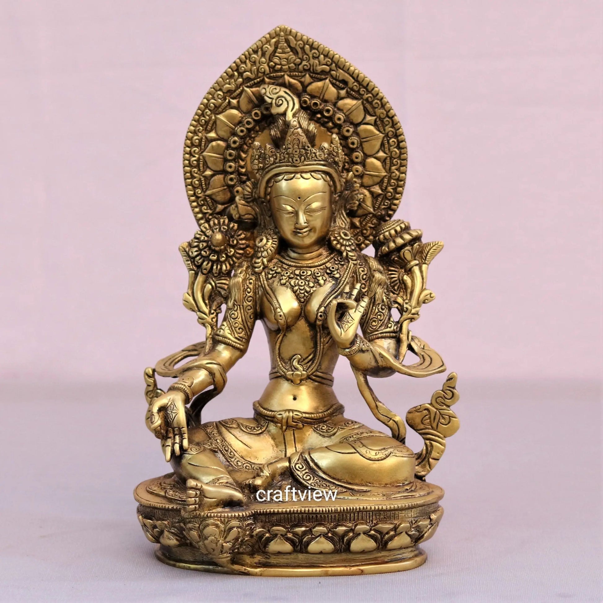 Brass Goddess Tara Statue 11" craftsview