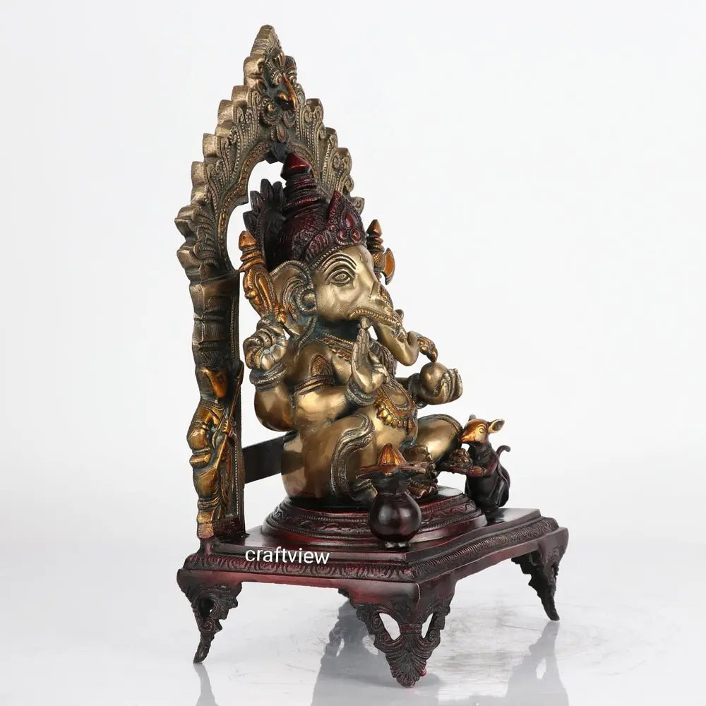 Brass Ganesh Statue with Frame 17" craftsview