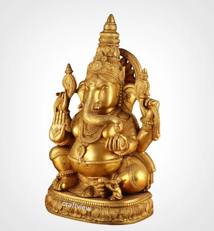 Brass Lord Ganesh Sculpture 20" craftsview