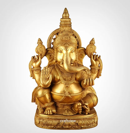 Brass Lord Ganesh Sculpture 20" craftsview