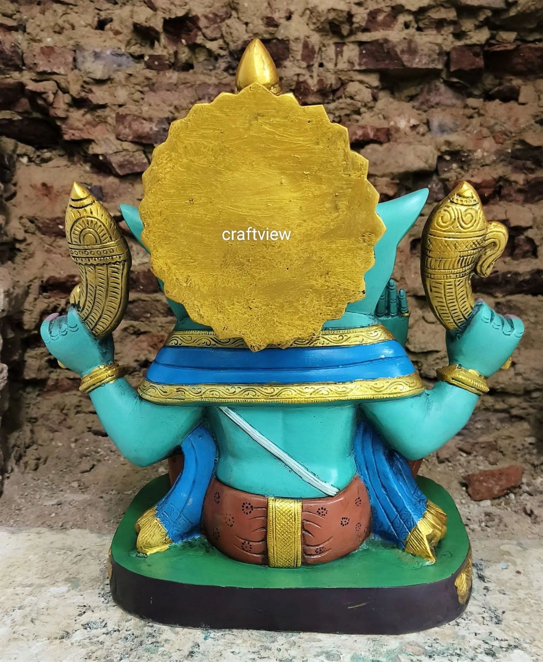 Brass Lord Ganesh Statue With Multicolored Finished 15" Craftsview