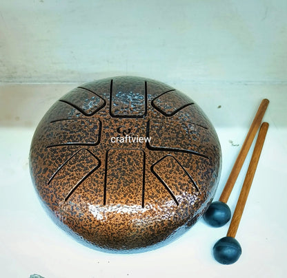 Tongue Drum Pan with Engraved In Oxidized Browne Finish For Meditation craftsview