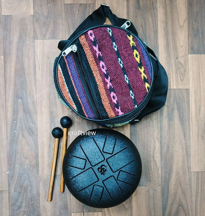 Tongue Drum Pan with Engraved In Oxidized Black Finish craftsview