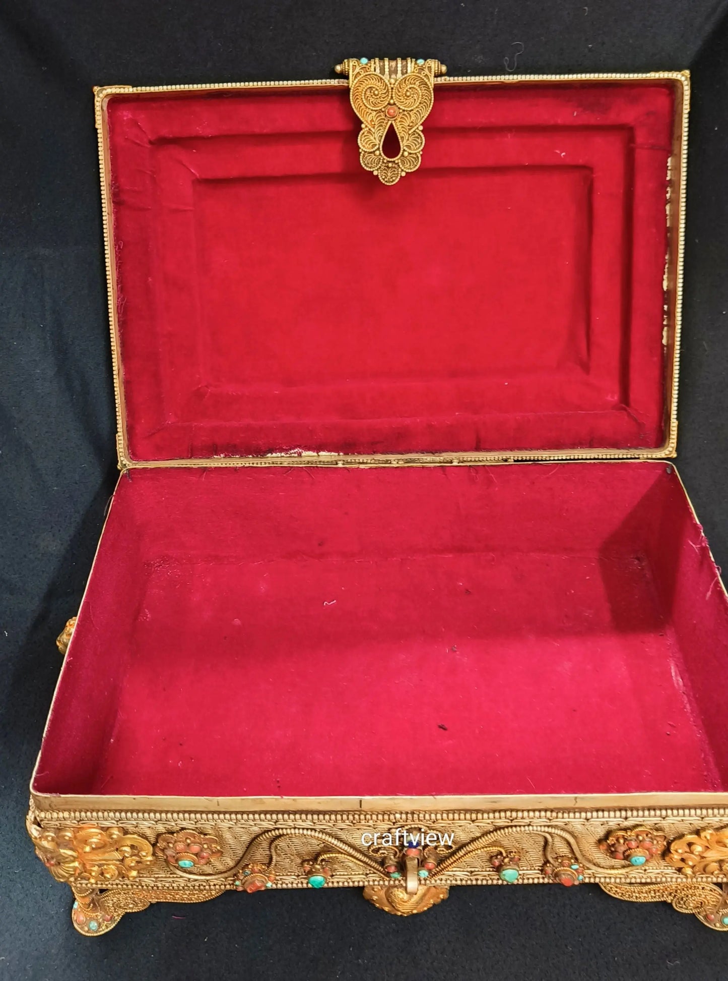 6" Vintage Tibetan Jewelry box Container Hand Made craftview