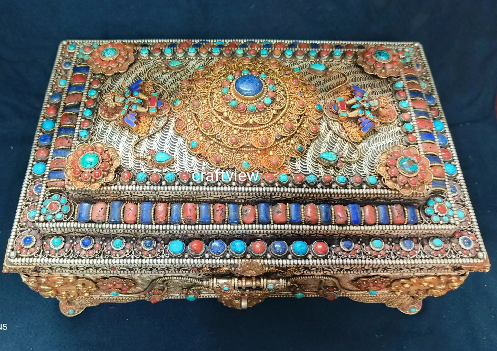 6" Vintage Tibetan Jewelry box Container Hand Made craftview