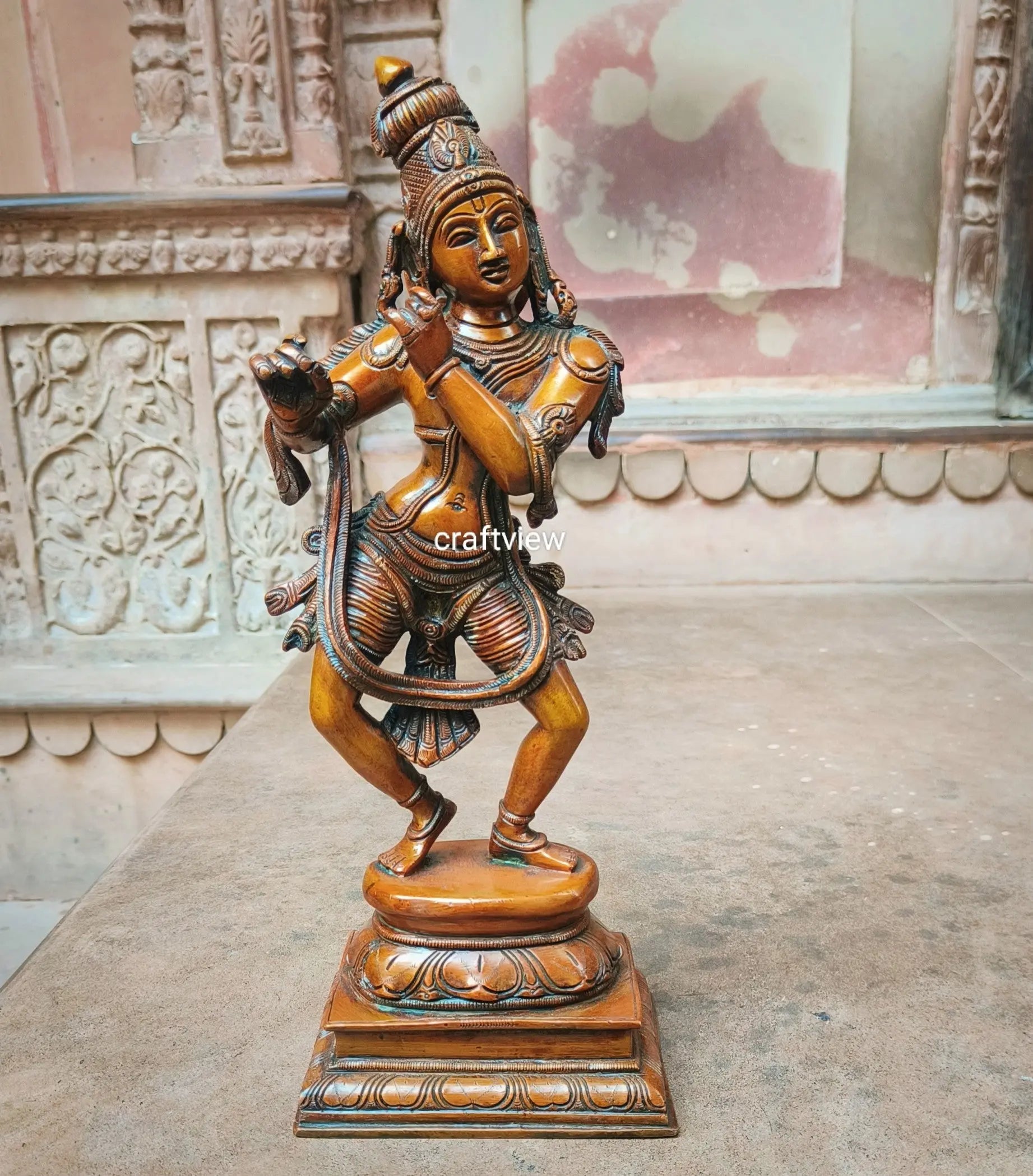 Brass Lord Krishna Sculpture 14" Craftsview