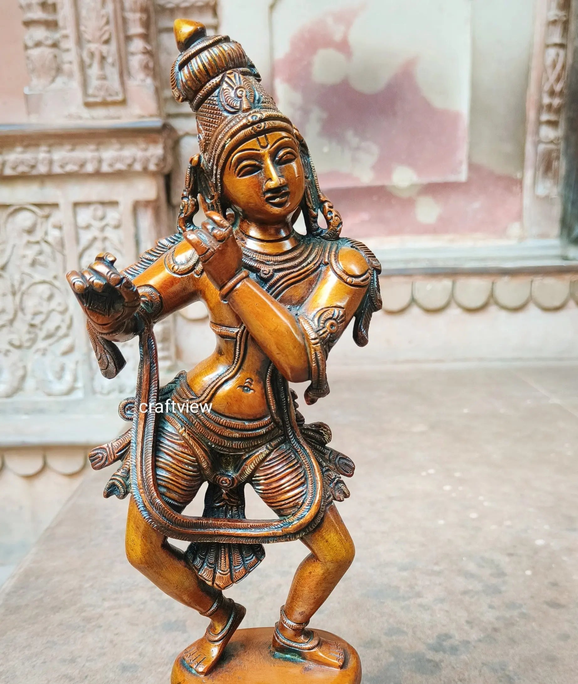 Brass Lord Krishna Sculpture 14" Craftsview