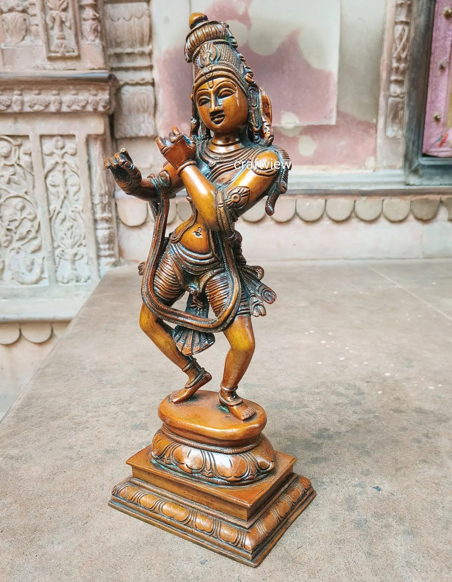 Brass Lord Krishna Sculpture 14" Craftsview