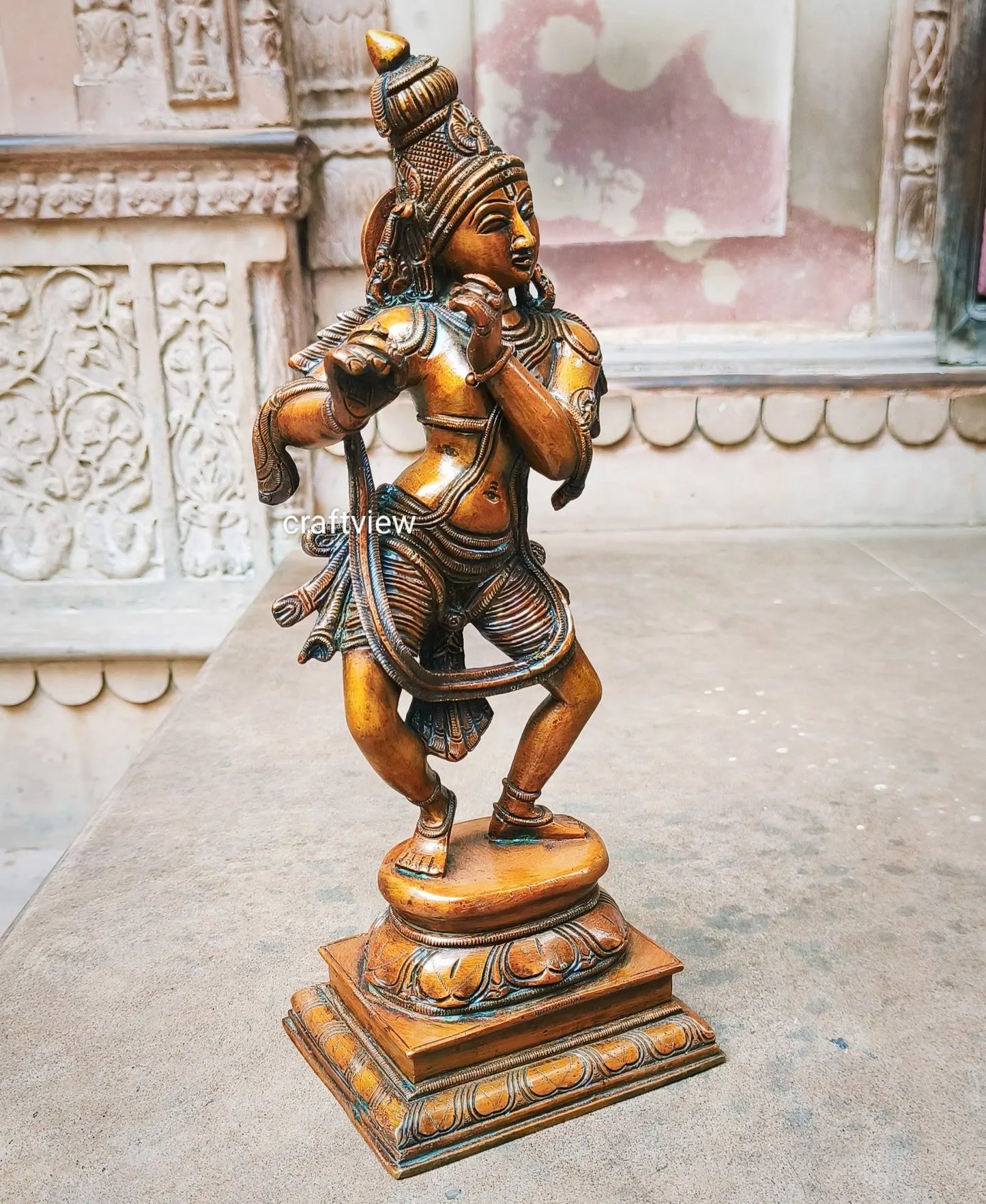 Brass Lord Krishna Sculpture 14" Craftsview