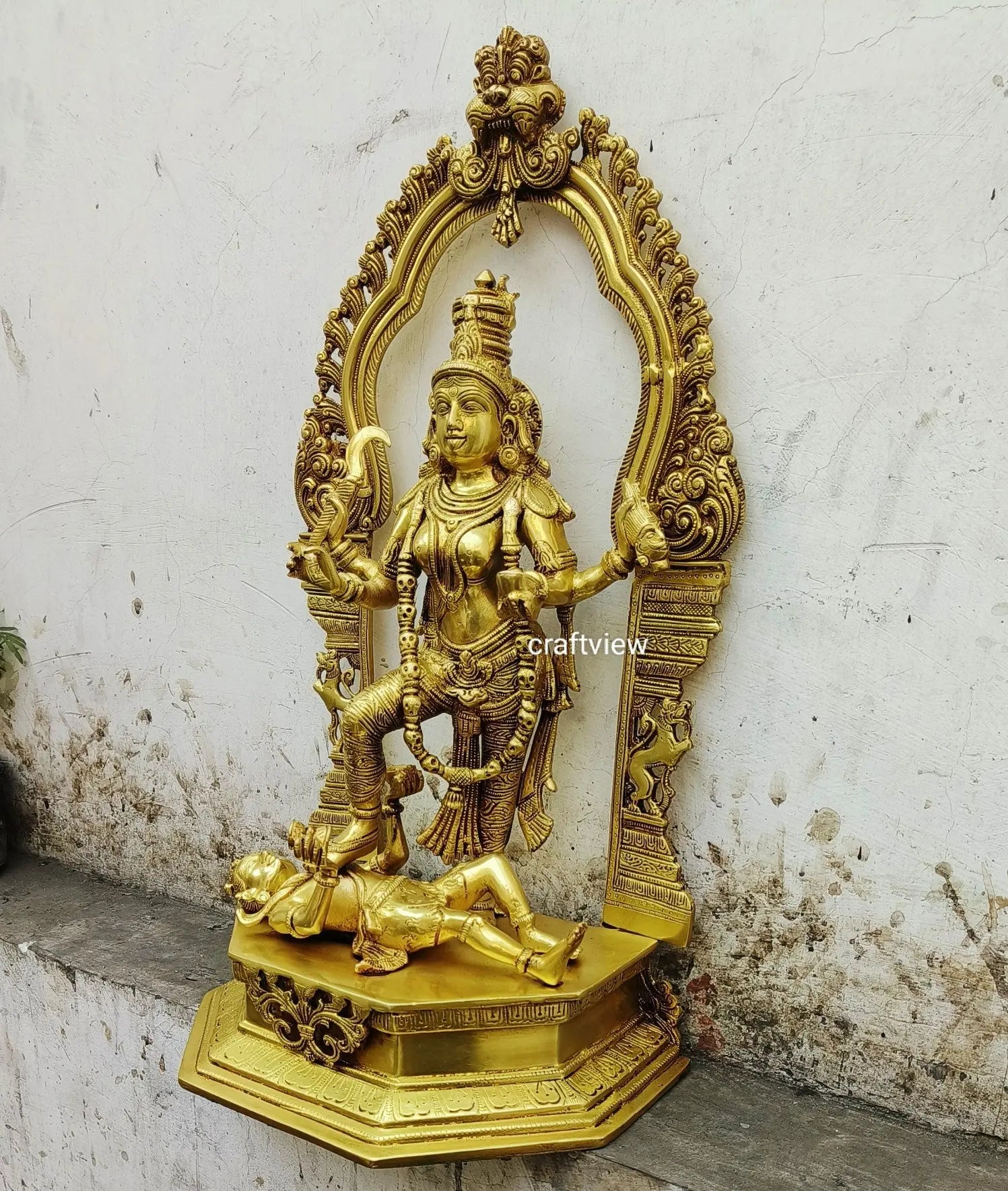 22" Superfine Brass Goddess Kali with Kirtimukha Craftsview