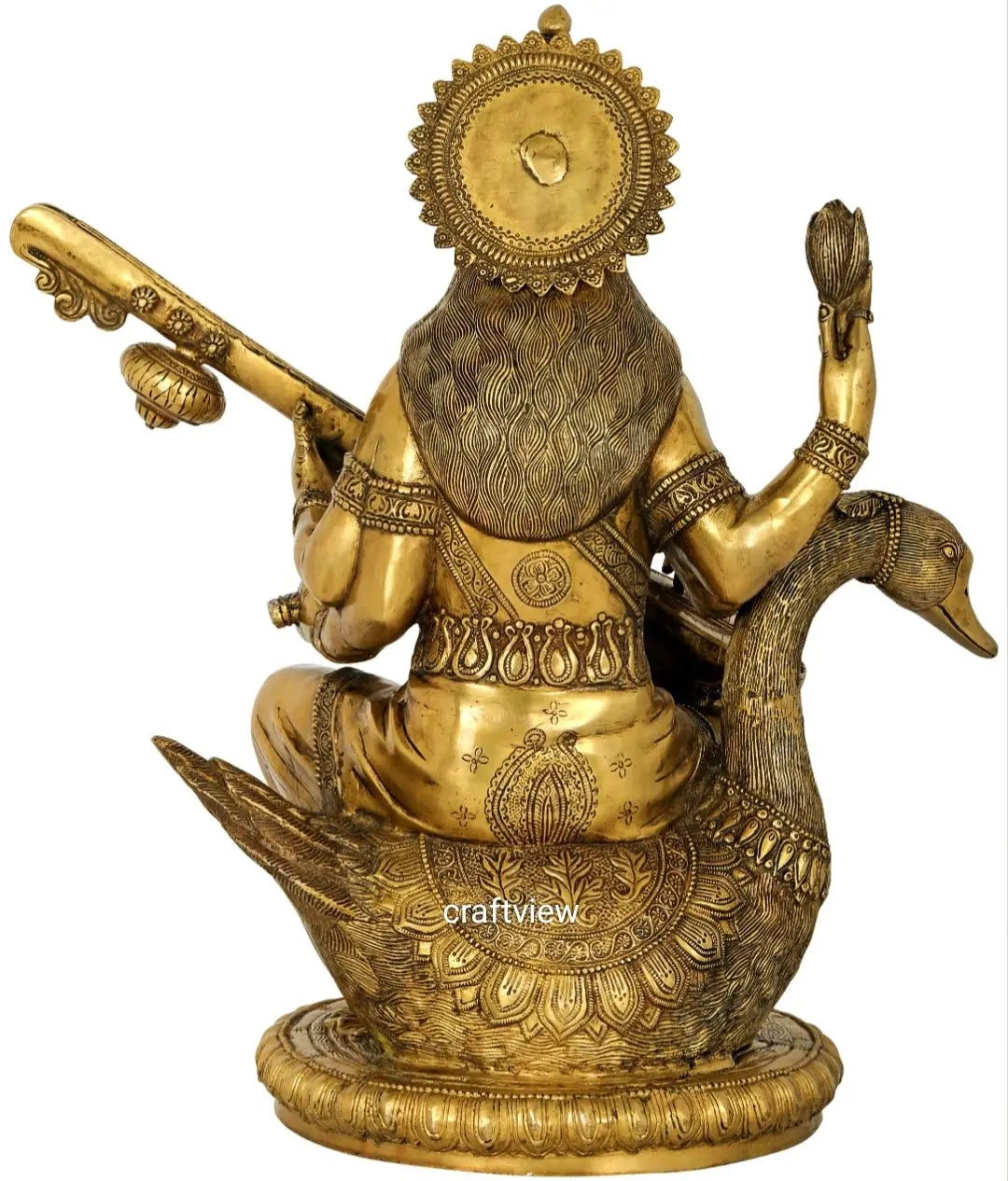 Brass Sarasvati Statue Fine Carving Handmade craftsview