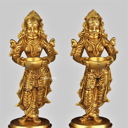 Brass Deep Lakshmi Statues 2 Peace of Set. craftsview