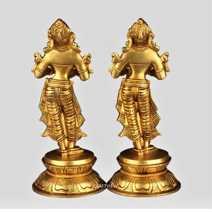 Brass Deep Lakshmi Statues 2 Peace of Set. craftsview