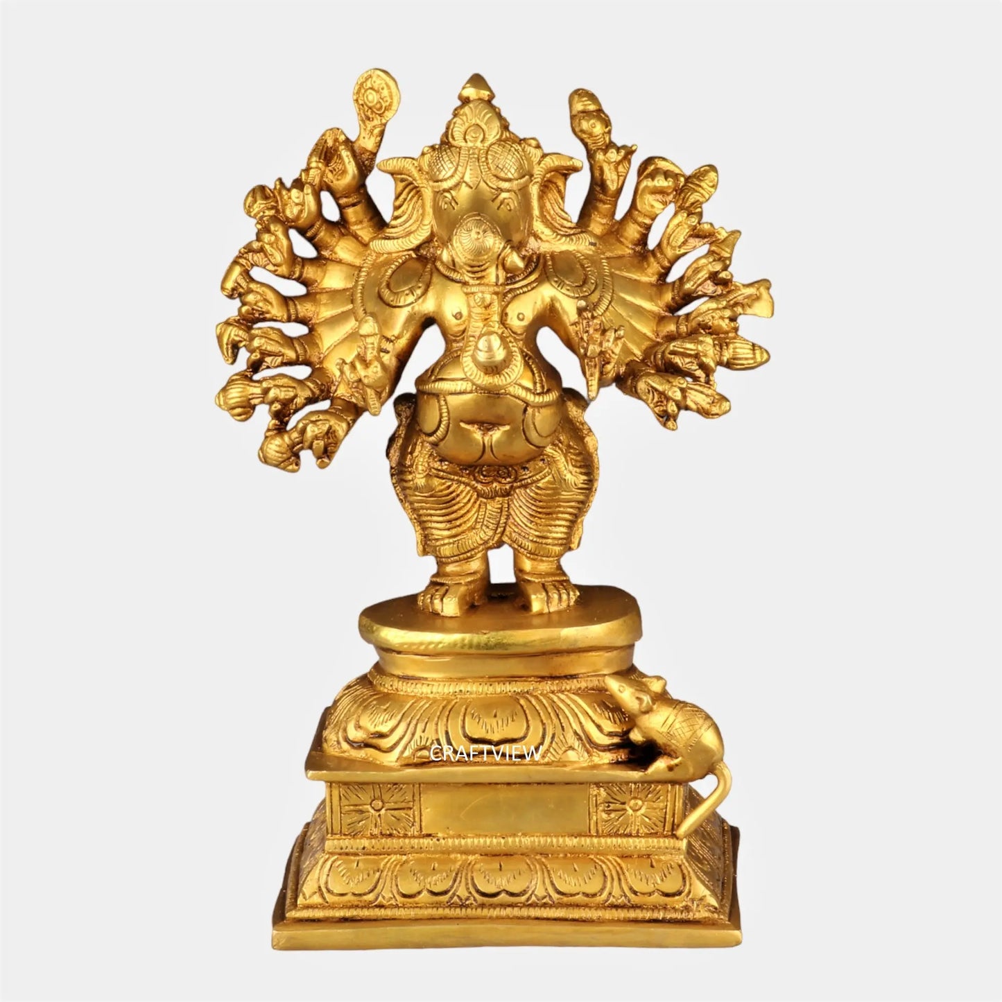 Brass Sixteen Hand Ganesh Statue craftsview