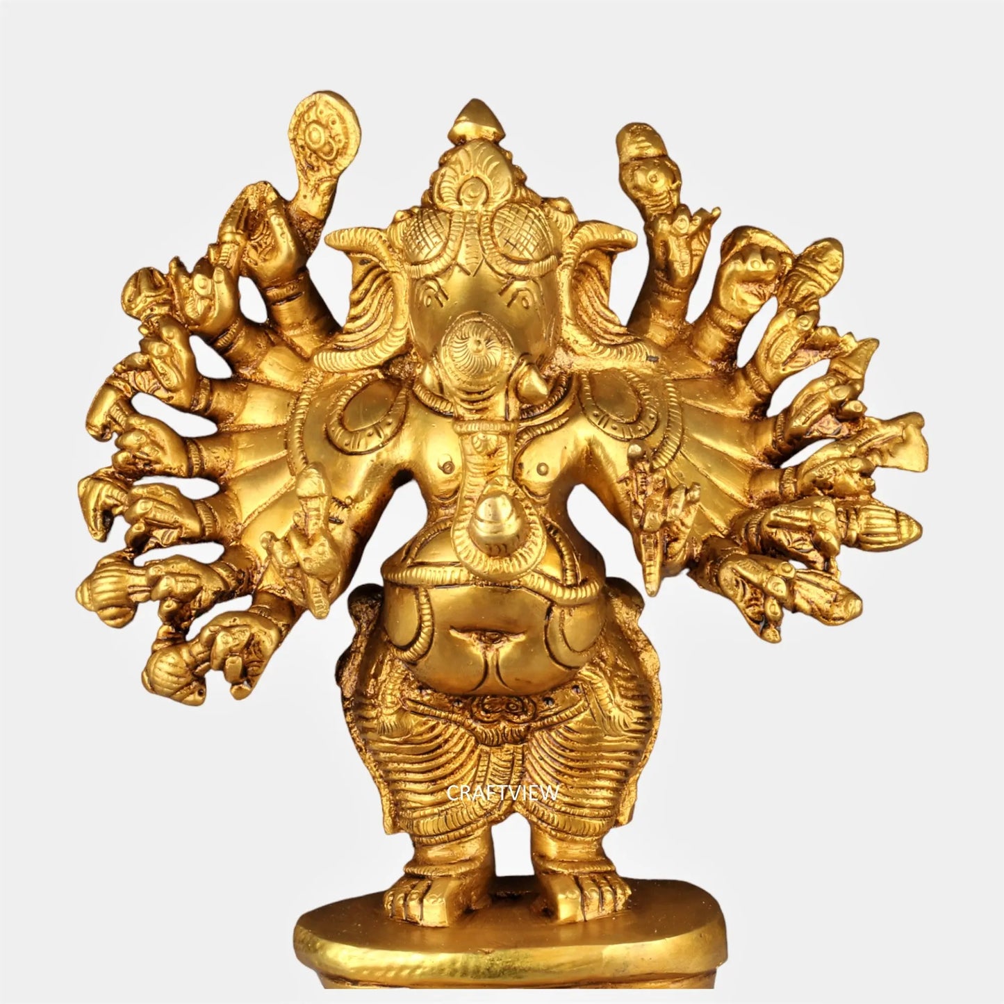 Brass Sixteen Hand Ganesh Statue craftsview