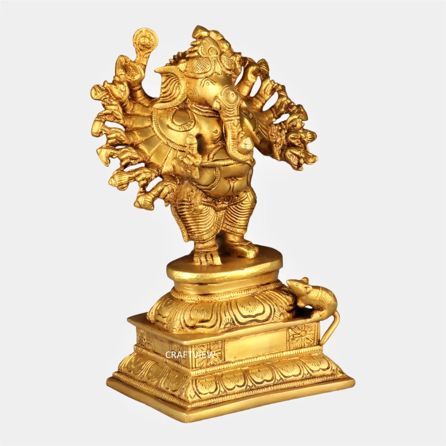 Brass Sixteen Hand Ganesh Statue craftsview