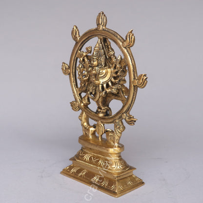 Brass Sudarshana Vishnu Idol with Narasimha on the reverse side