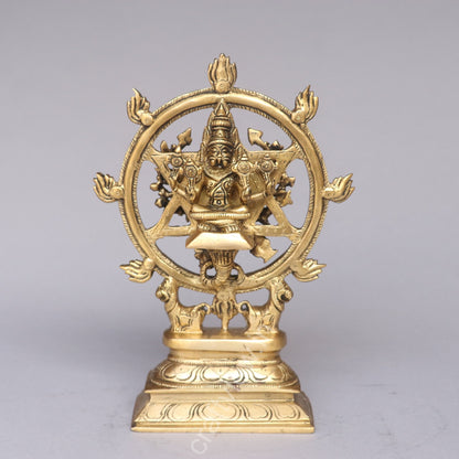 Brass Sudarshana Vishnu Idol with Narasimha on the reverse side