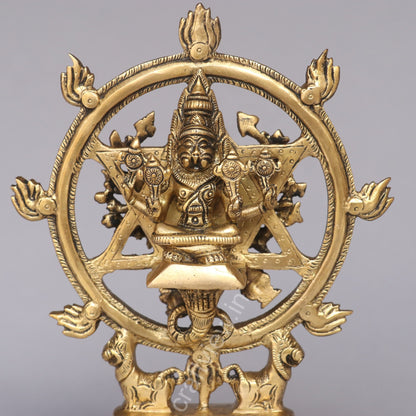 Brass Sudarshana Vishnu Idol with Narasimha on the reverse side