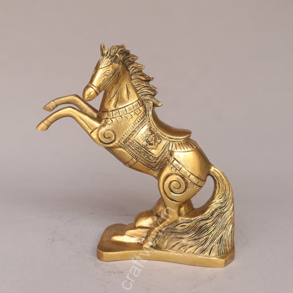 Brass Rearing Horse Figurine