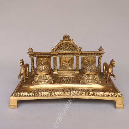 Brass Vintage Inkwell, Tabletop Decoration
