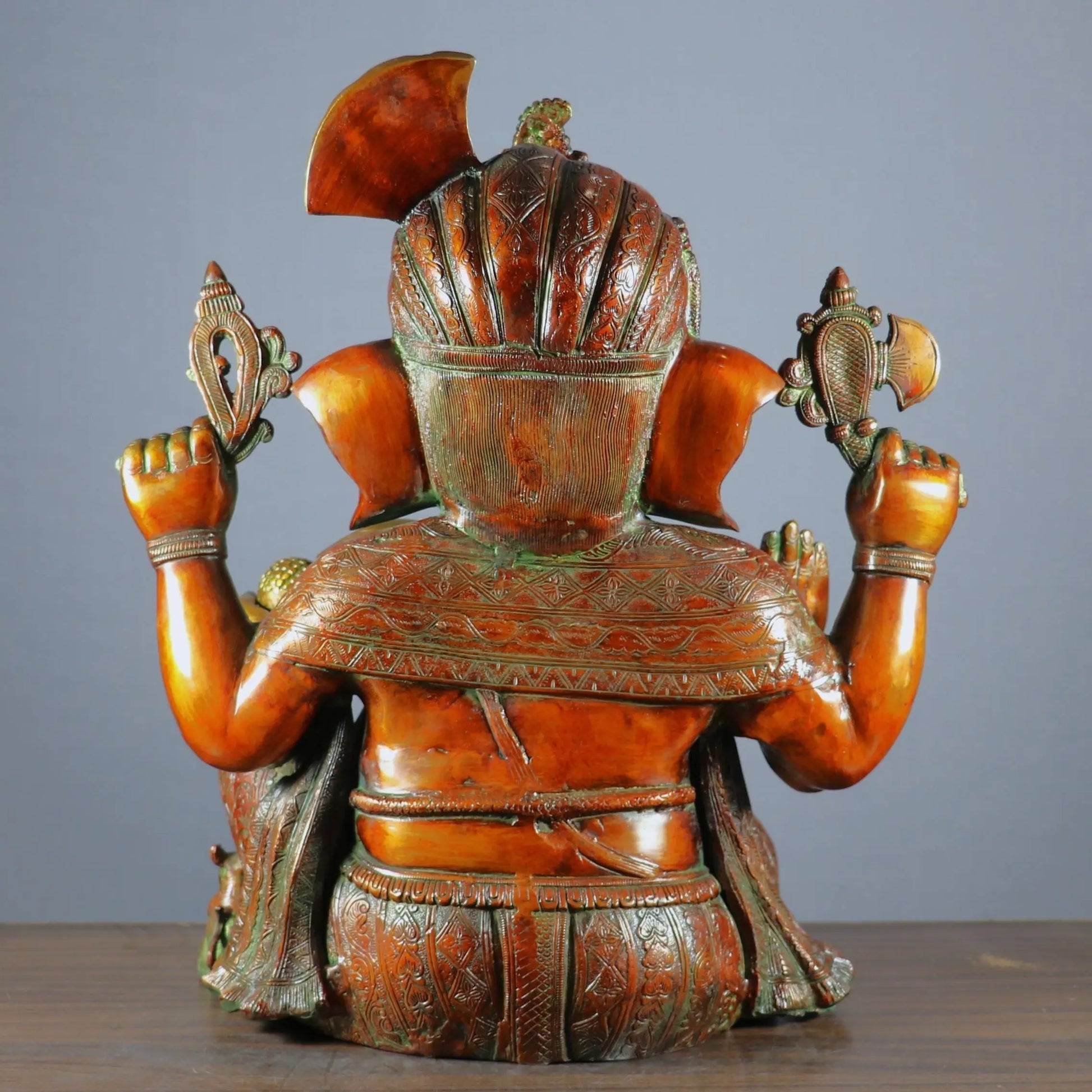 Brass Pagadi Ganesh Statue Sitting on Lalitsana. Copper Brown craftsview