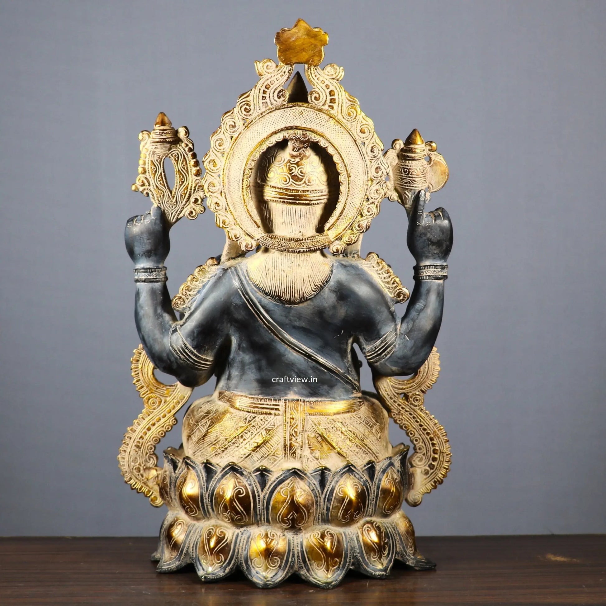 Brass Ganesh Idol Sited on Lotus 21" craftsview