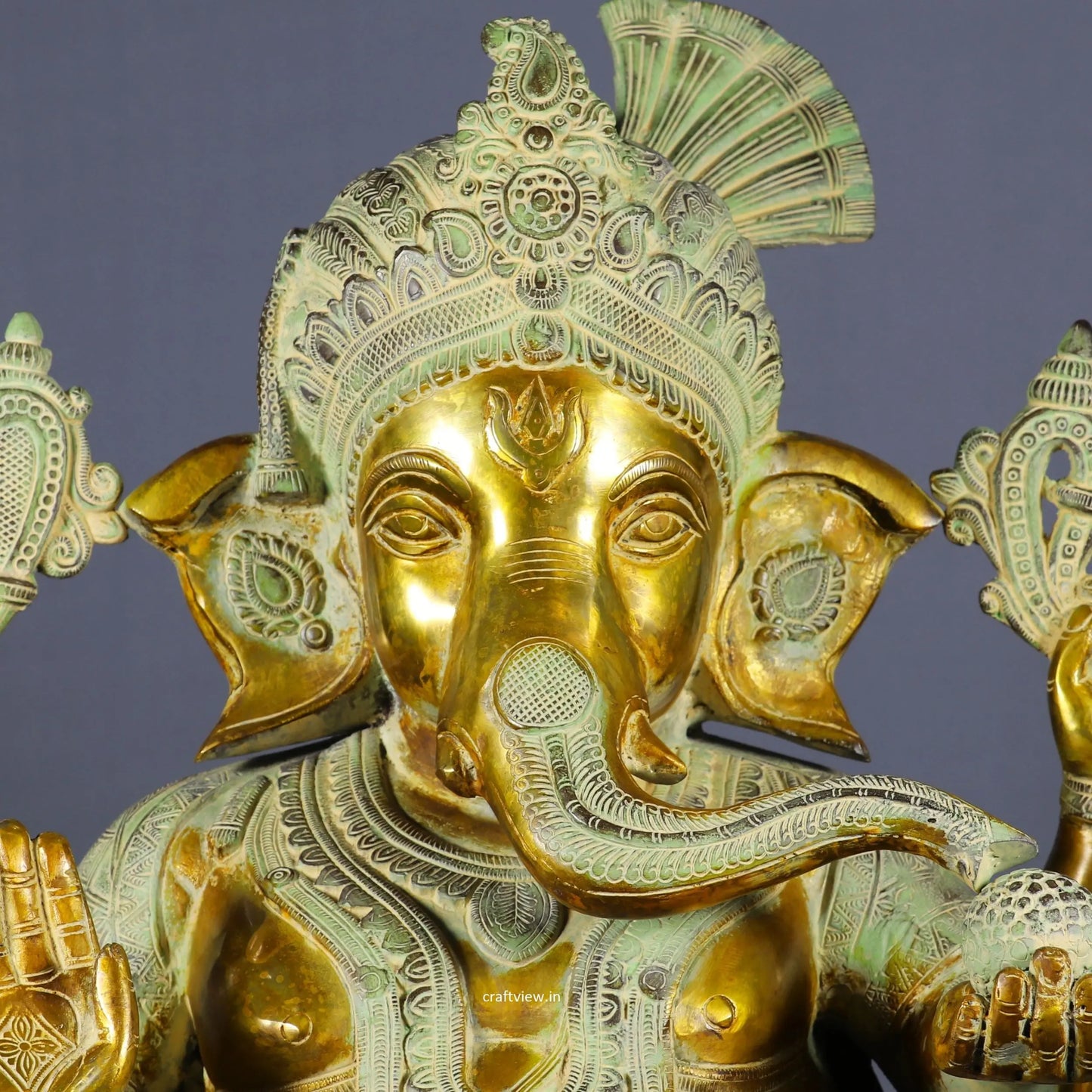 Brass Pagadi Ganesh Statue Sitting on Lalitsana. craftsview