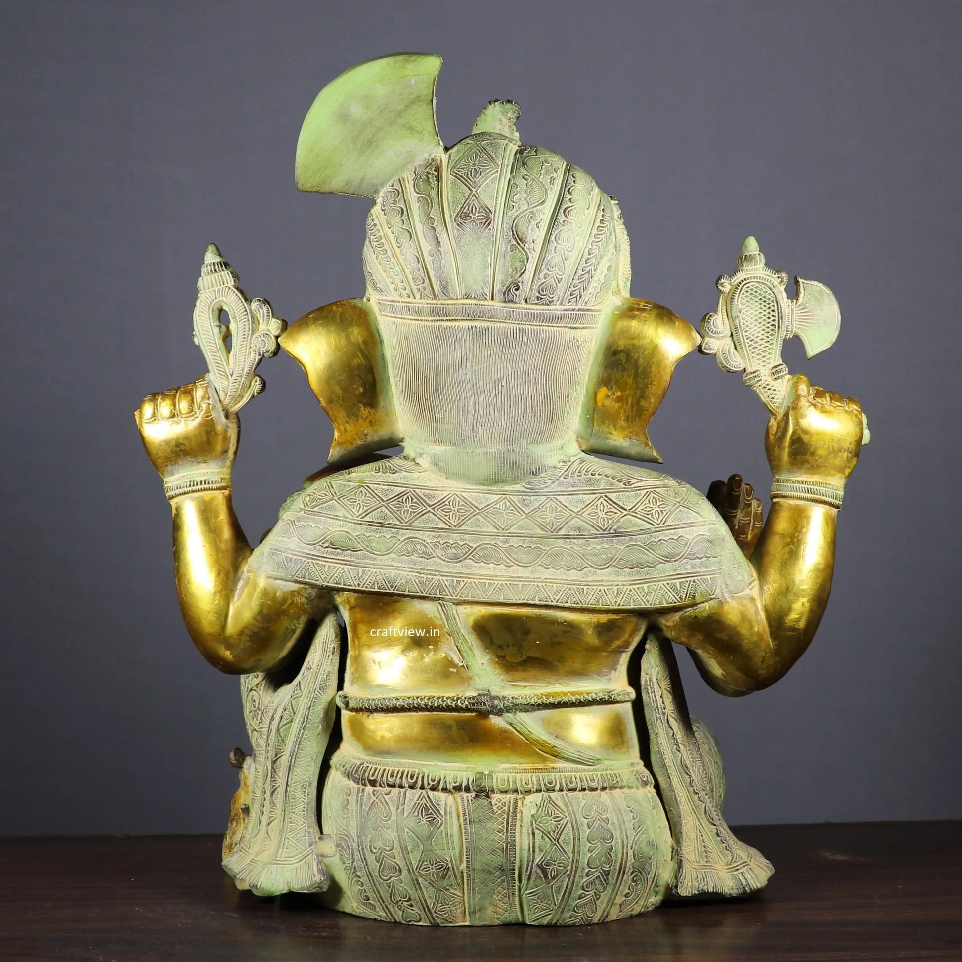 Brass Pagadi Ganesh Statue Sitting on Lalitsana. craftsview