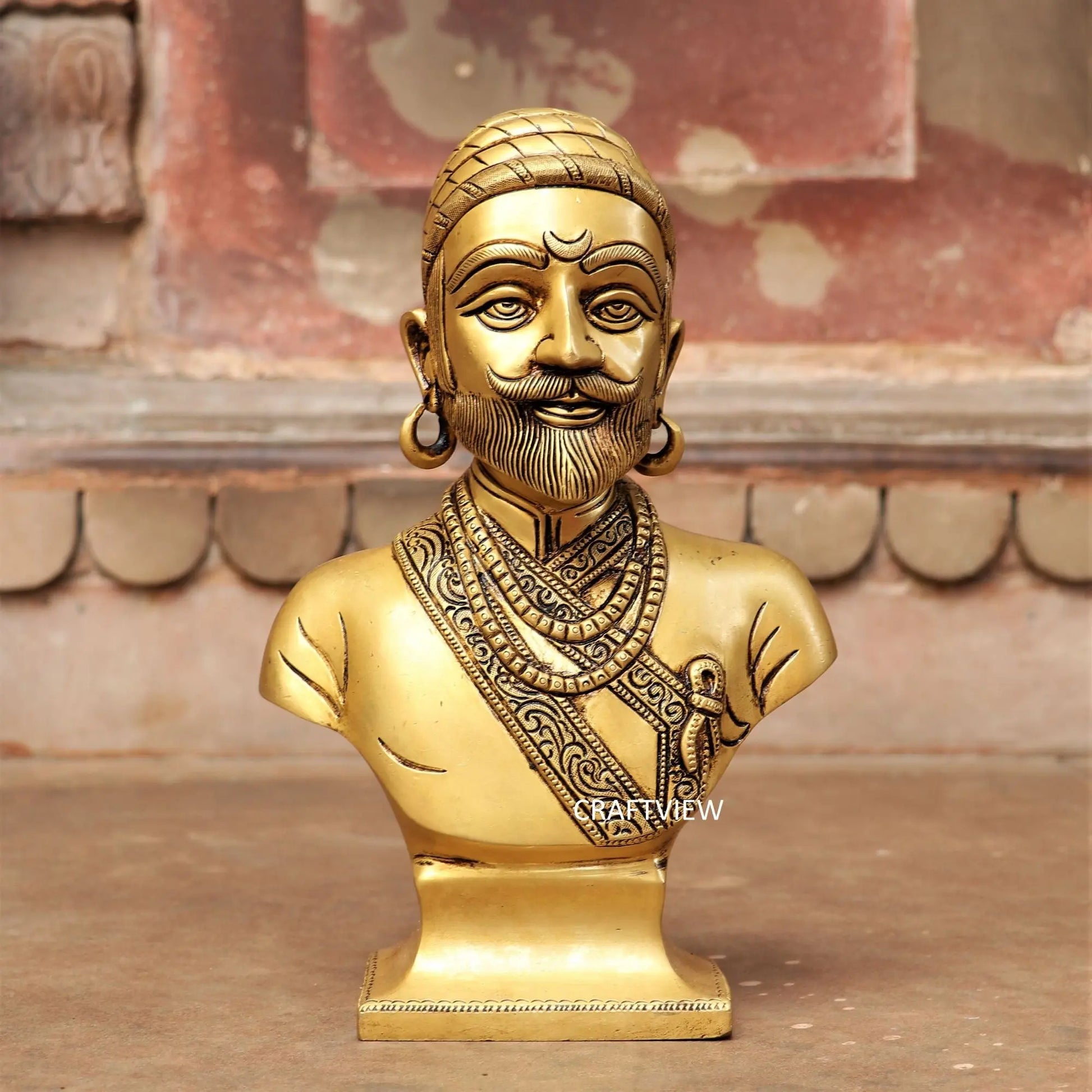 Brass Chatrapati Shivaji Maharaj Bust Décor Figurine Craftsview