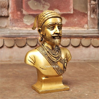 Brass Chatrapati Shivaji Maharaj Bust Décor Figurine Craftsview