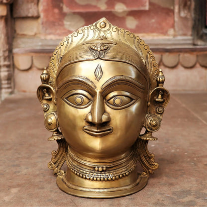 Brass Parvati (Gouri) Head Decor Showpiece 12" Craftsview