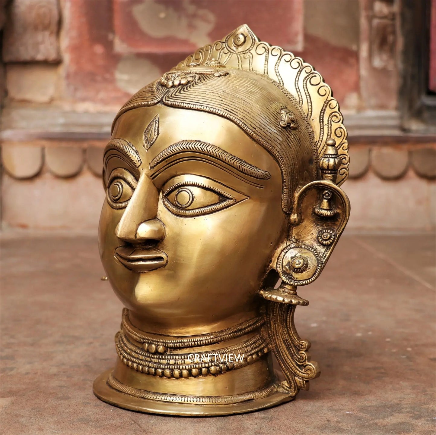 Brass Parvati (Gouri) Head Decor Showpiece 12" Craftsview