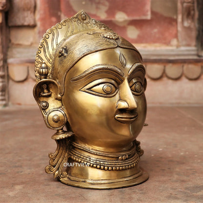 Brass Parvati (Gouri) Head Decor Showpiece 12" Craftsview