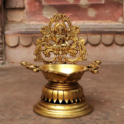 exquisite piece of artistic brass oil lamp with Lakshmi craftsview