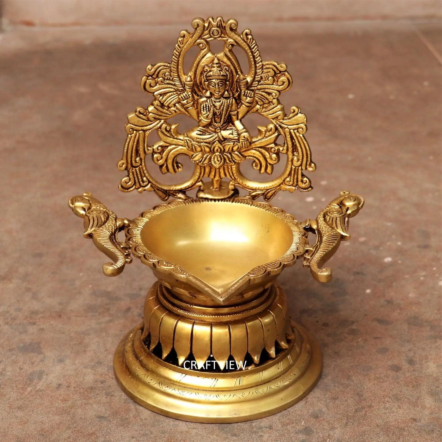 exquisite piece of artistic brass oil lamp with Lakshmi craftsview