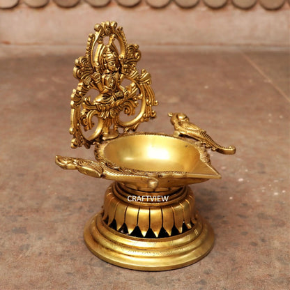 exquisite piece of artistic brass oil lamp with Lakshmi craftsview