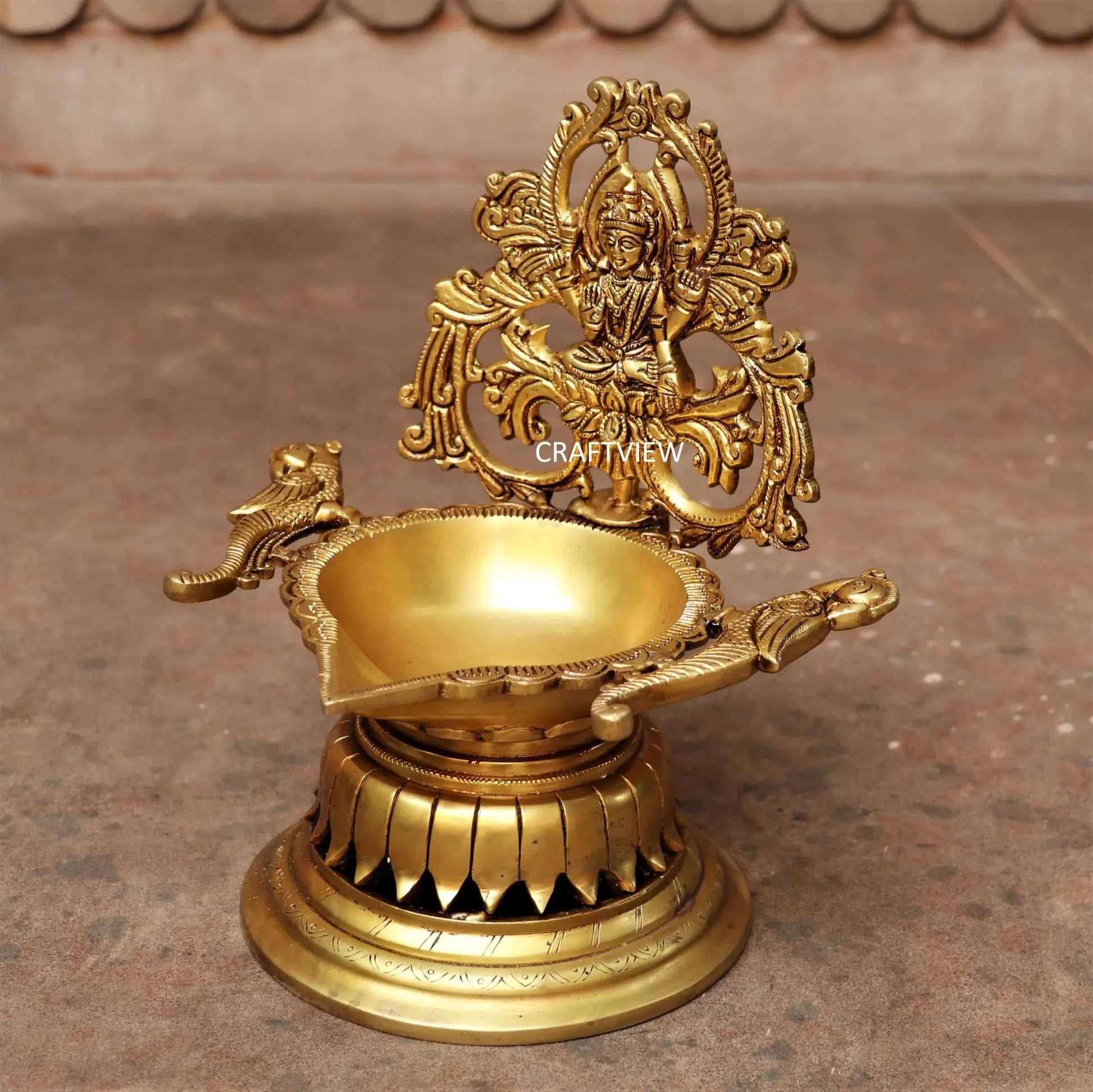 exquisite piece of artistic brass oil lamp with Lakshmi craftsview