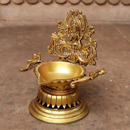 exquisite piece of artistic brass oil lamp with Lakshmi craftsview