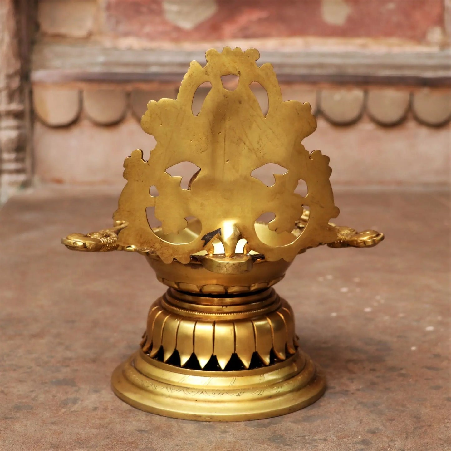 exquisite piece of artistic brass oil lamp with Lakshmi craftsview