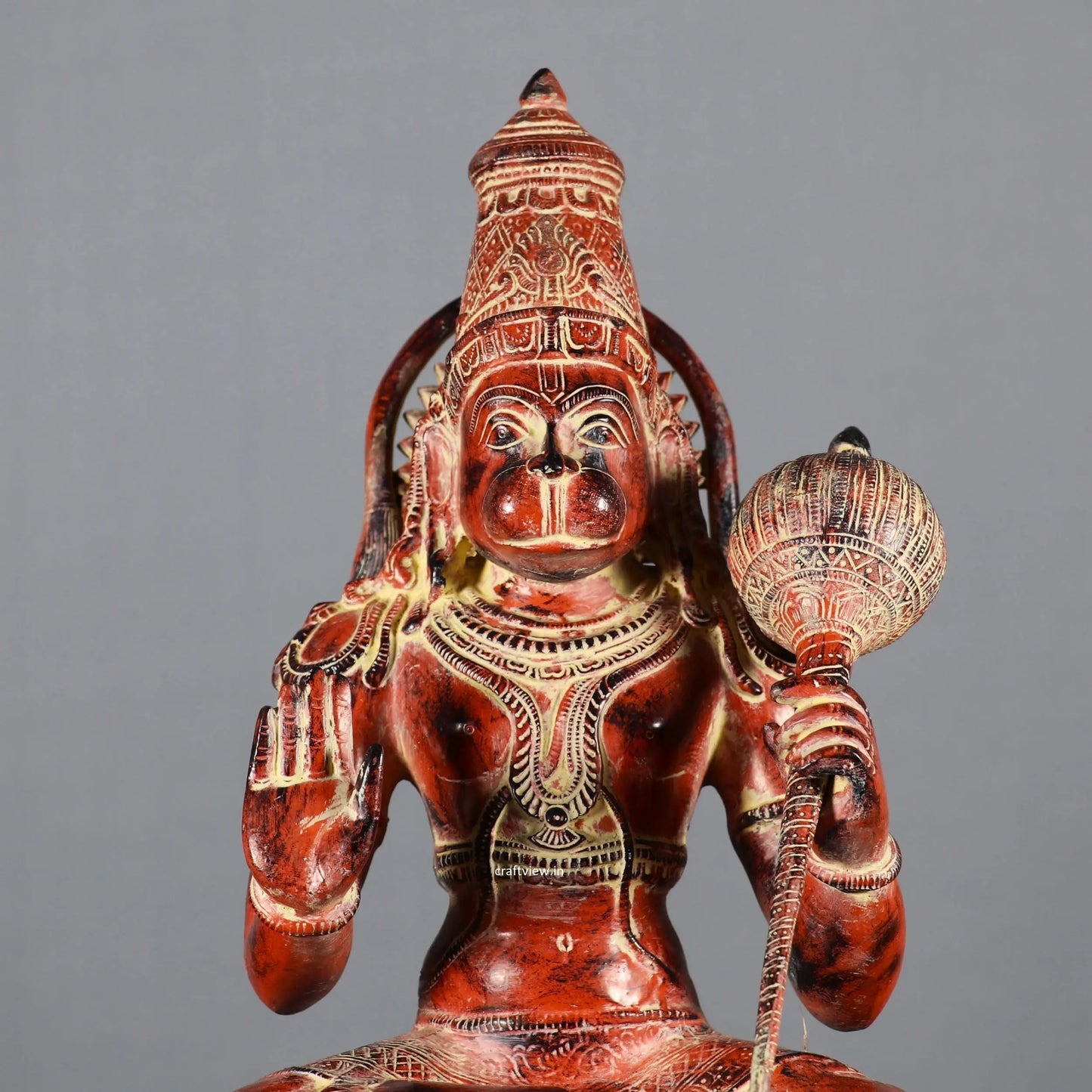 Brass Lord Hanuman Statue Sitting On Lotus Base craftsview