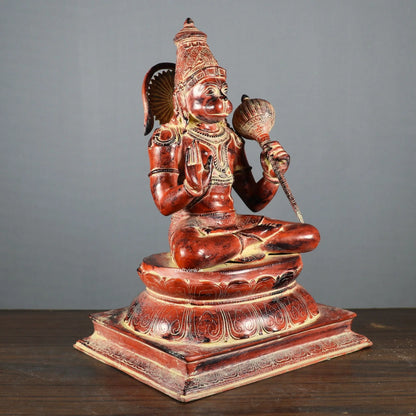 Brass Lord Hanuman Statue Sitting On Lotus Base craftsview