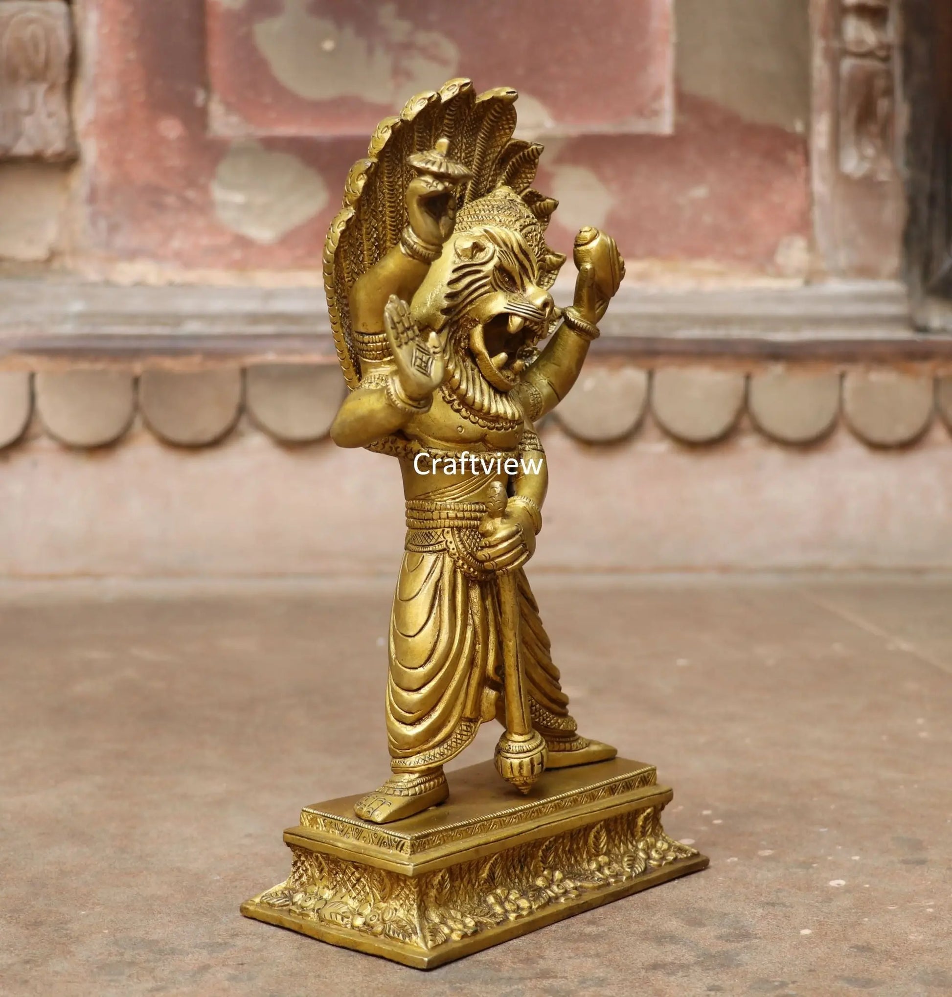 Lord Vishnu's Narasimha Avatara Brass Statue craftsview